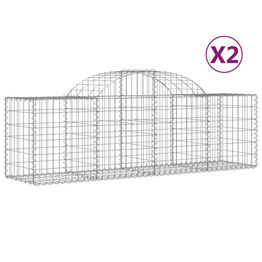 Cestas Gaviones 2 Uds Forma De Arco Hierro 200x50x60/80 Cm_0