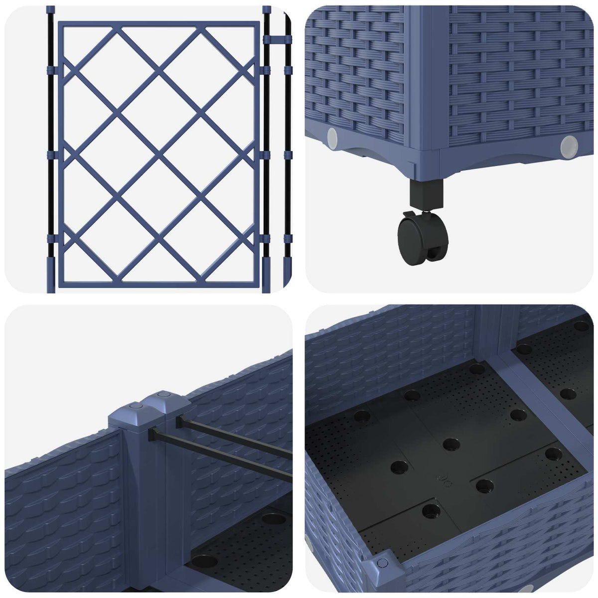 Jardinera Con Enrejado Y Ruedas 2 Uds. Gris 80 X 40 X 131,5 Cm_4
