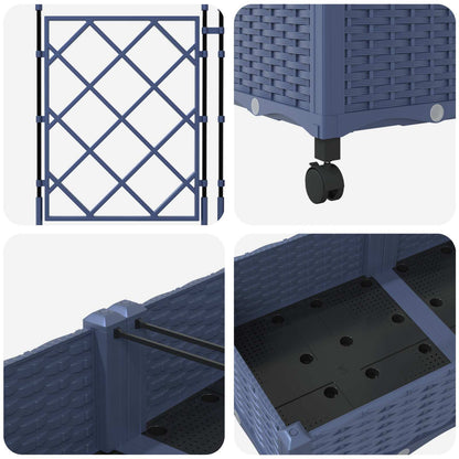 Jardinera Con Enrejado Y Ruedas 2 Uds. Gris 80 X 40 X 131,5 Cm_4