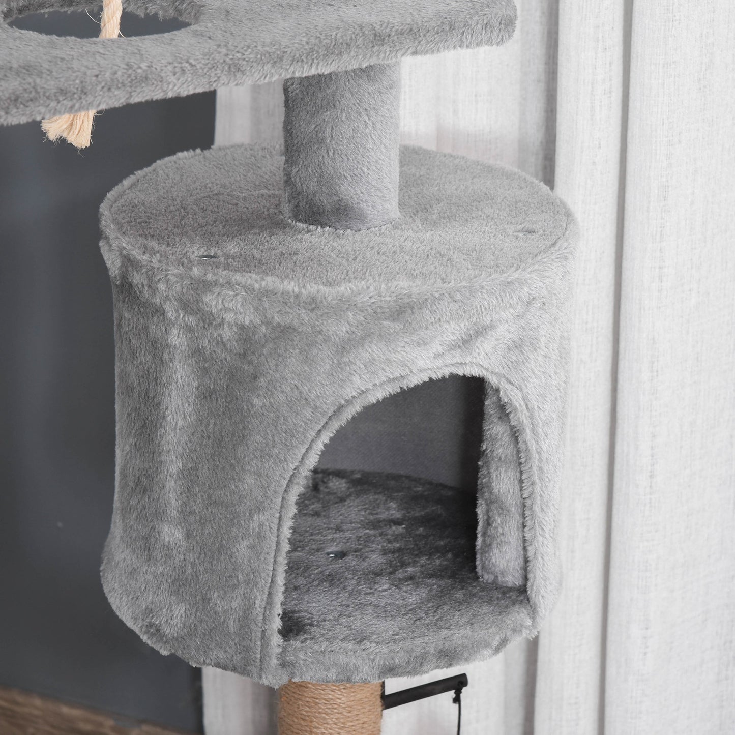 Pawhut Árbol Rascador Para Gatos Altura 120 Cm Plataformas Cueva Hamaca Bola_4