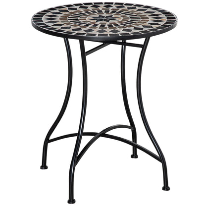 Outsunny Mesa Redonda De Jardín Mosaico Cerámica Patio Terraza Exterior Ø60x71cm_0