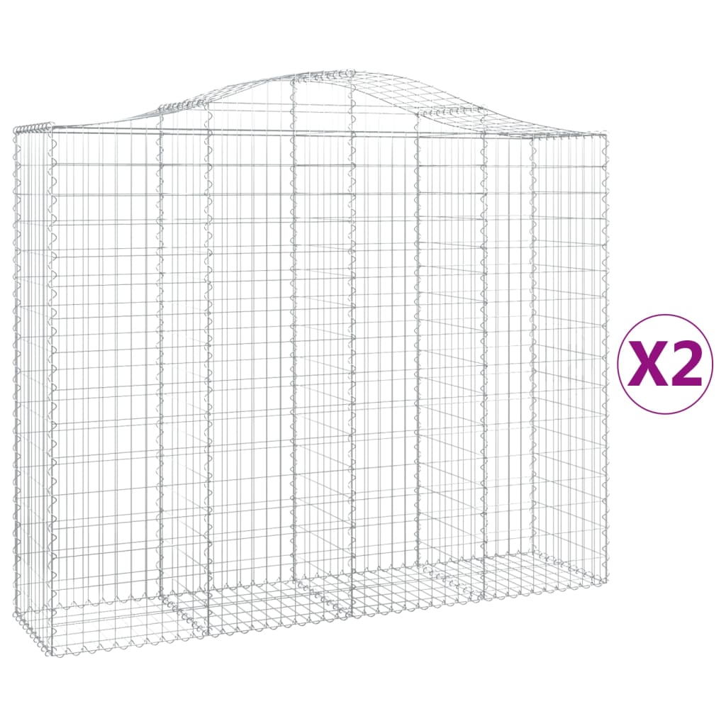 Cestas De Gaviones 2 Uds Forma De Arco Hierro 200x50x160/180 Cm_0