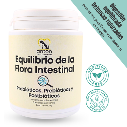 Suplemento natural para perros y gatos – Equilibrio Flora Intestinal Probióticos, Prebióticos y Postbióticos 100 g_0