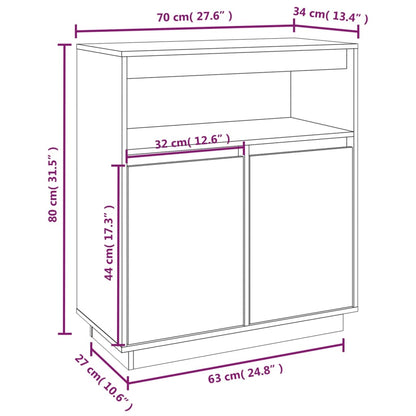 Aparador De Madera Maciza De Pino 70x34x80 Cm / Vetonek_5