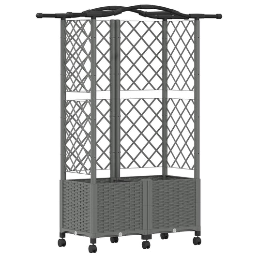 Cama Elevada Con Trellis Y Techo Gris Claro 122 X 40 X 144 Cm_0
