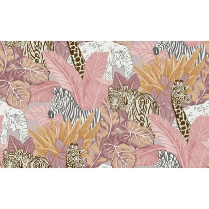 Noordwand Papel De Pared Good Vibes Jungle Animals Rosa Y Naranja_1