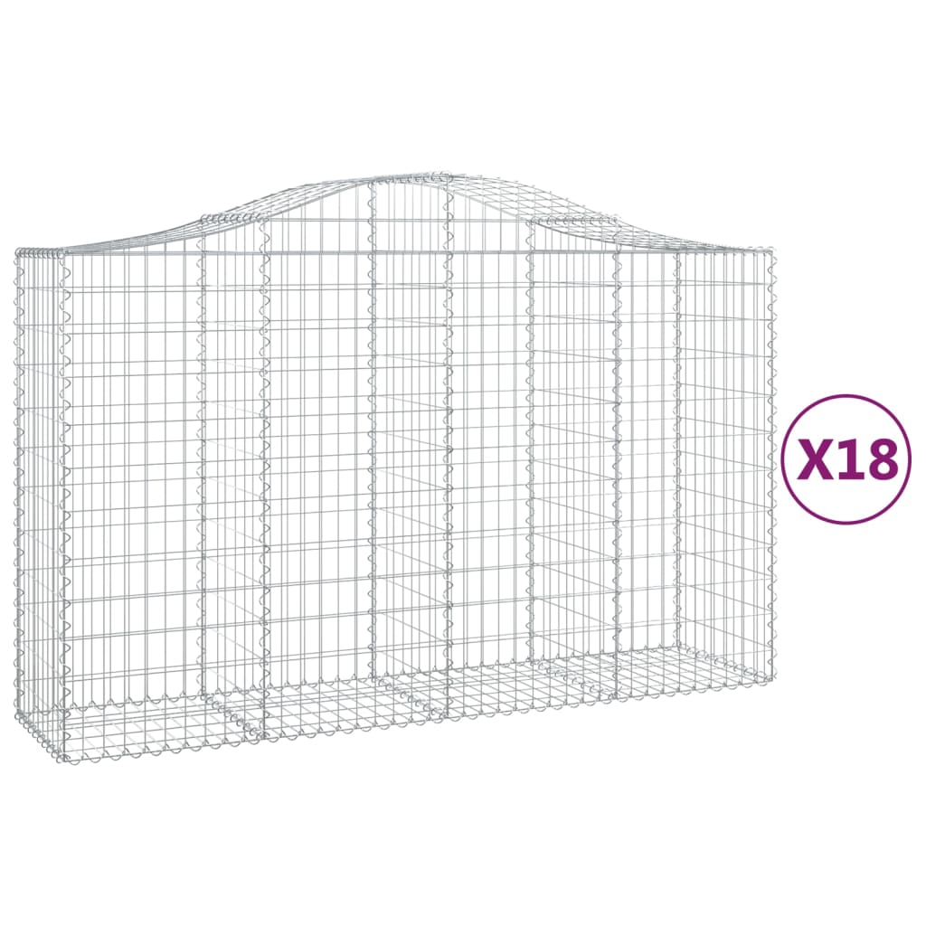 Cestas Gaviones 18 Uds Forma De Arco Hierro 200x50x120/140 Cm_0