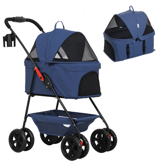 Pawhut Carrito Para Perros Plegable 3 En 1 Con Cesta De Almacenaje 76x50x102 Cm_0