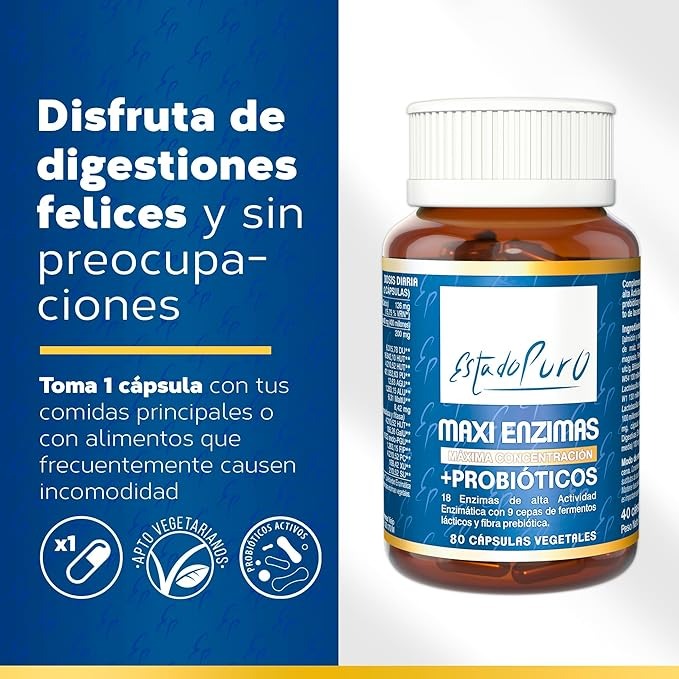 Maxi Enzimas con Probióticos, Tongil, 80 cápsulas vegetales