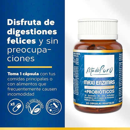 Maxi Enzimas con Probióticos, Tongil, 80 cápsulas vegetales