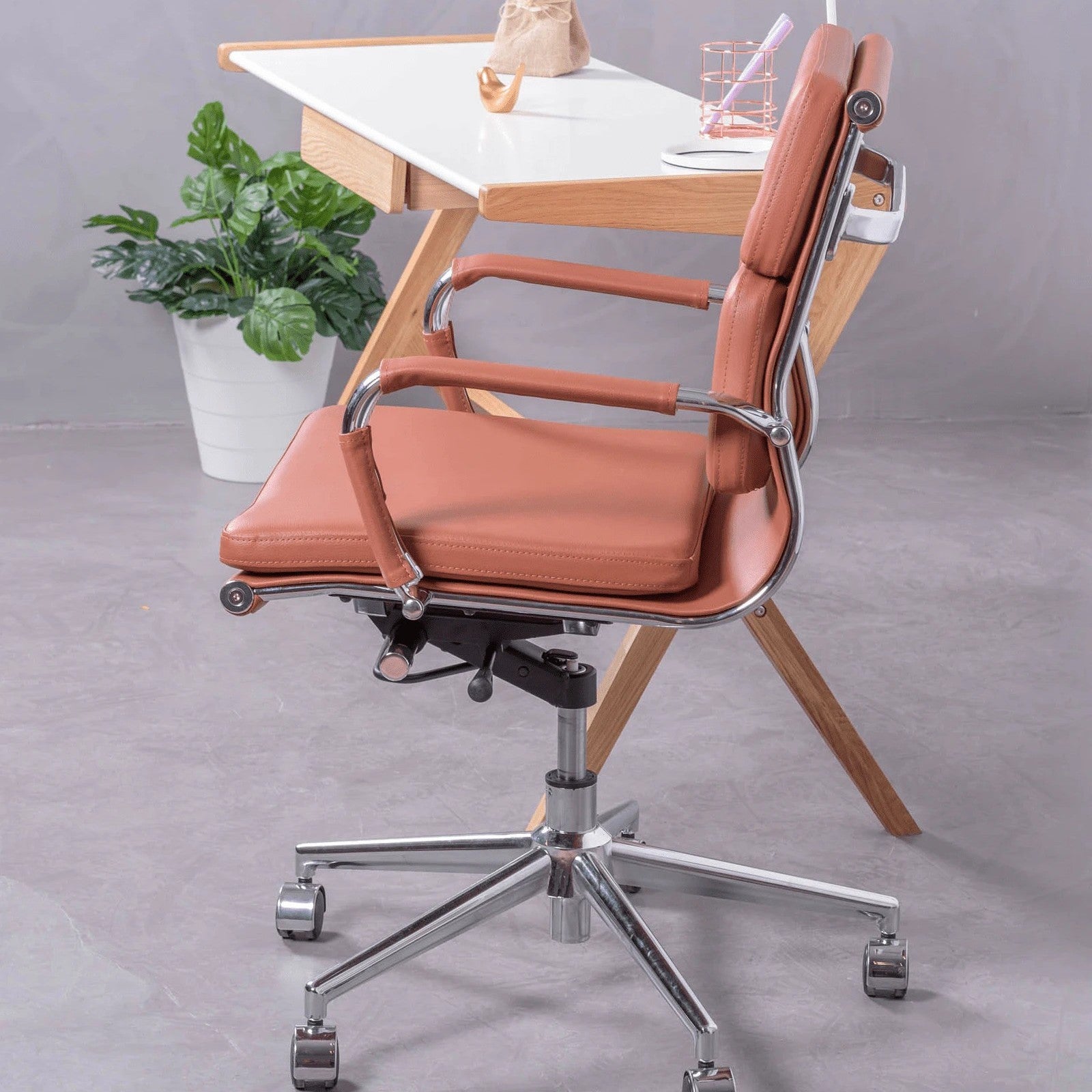 Silla De Escritorio Con Ruedas Y Respaldo Acolchado En Polipiel - Alu S_1