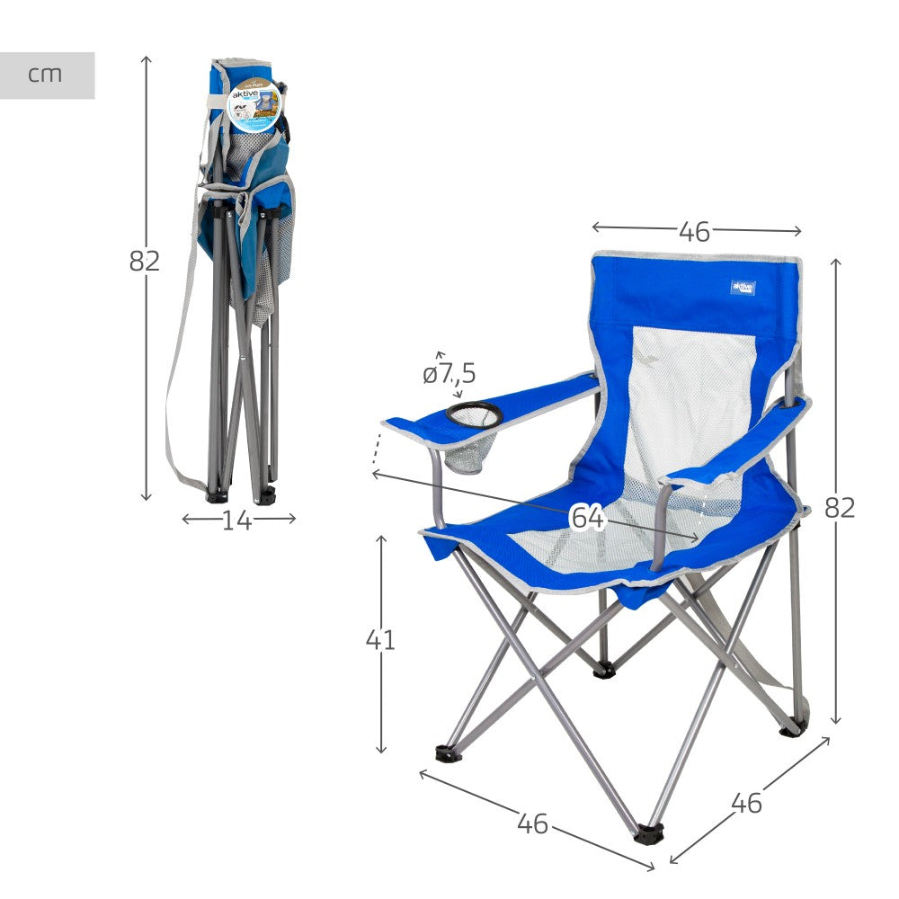 Silla Plegable Camping Con Posavasos Y Respaldo Transpirable Aktive_3