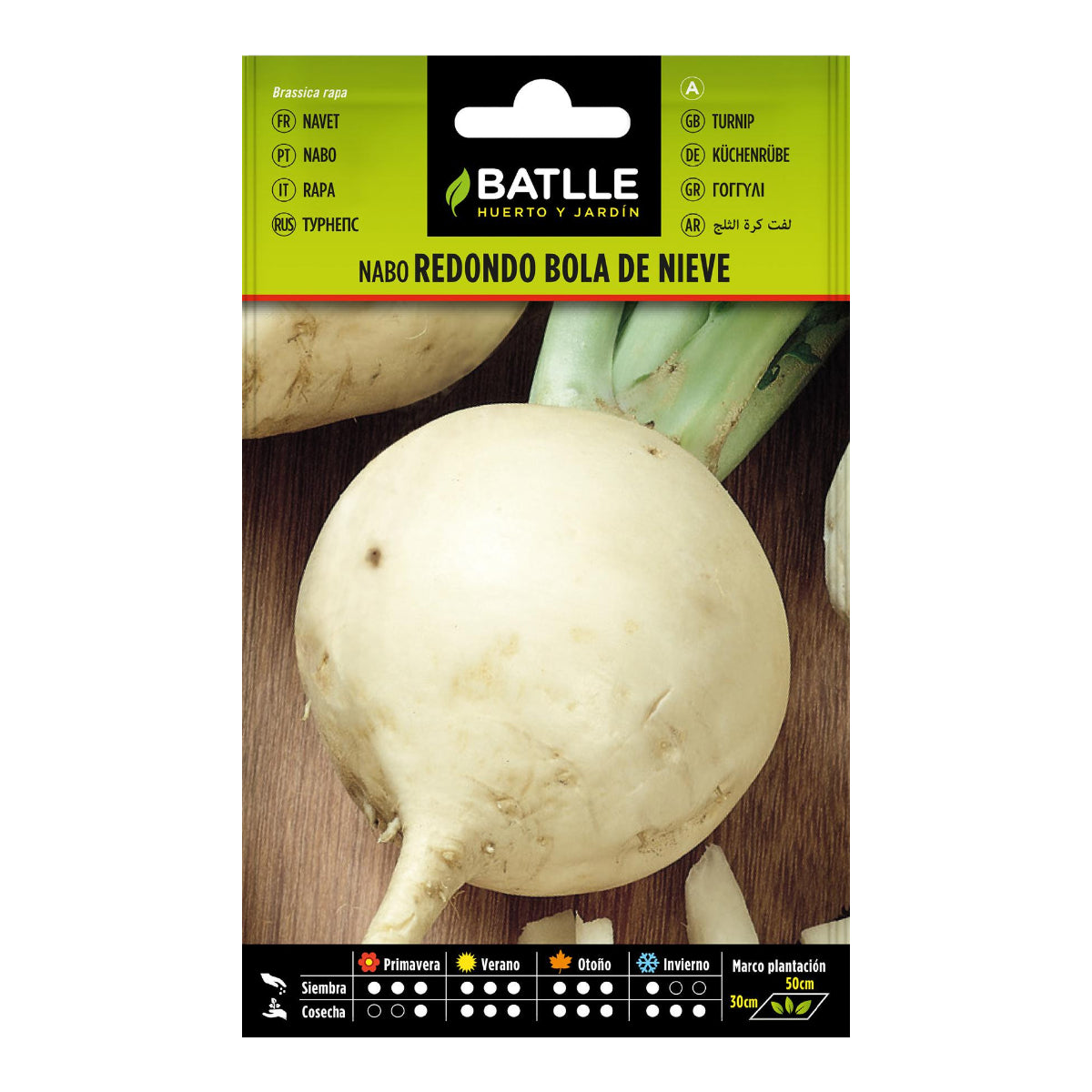 Sementes de nabo redondo tipo bola de neve Batlle