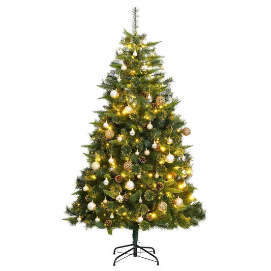 Vidaxl Árbol De Navidad Artificial Con Bisagras 300 Led Y Bolas 180 Cm_0