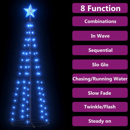 Árbol Cono De Navidad 84 Leds Decoración Azul 50x150 Cm / Vetonek_5