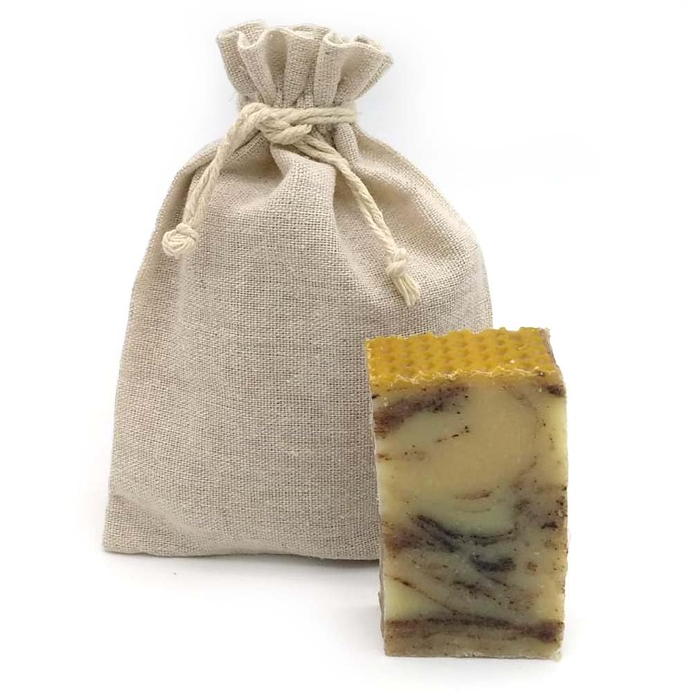 Jabón Natural Miel Y Propóleo 90g En Bolsa Regalo De Yute - Previene Sequedad En La Piel - Reduce Acné - Higiene Íntima_1