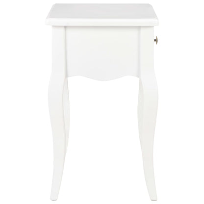 Mesita De Noche De Madera Maciza De Pino Blanco 40x30x50 Cm_3