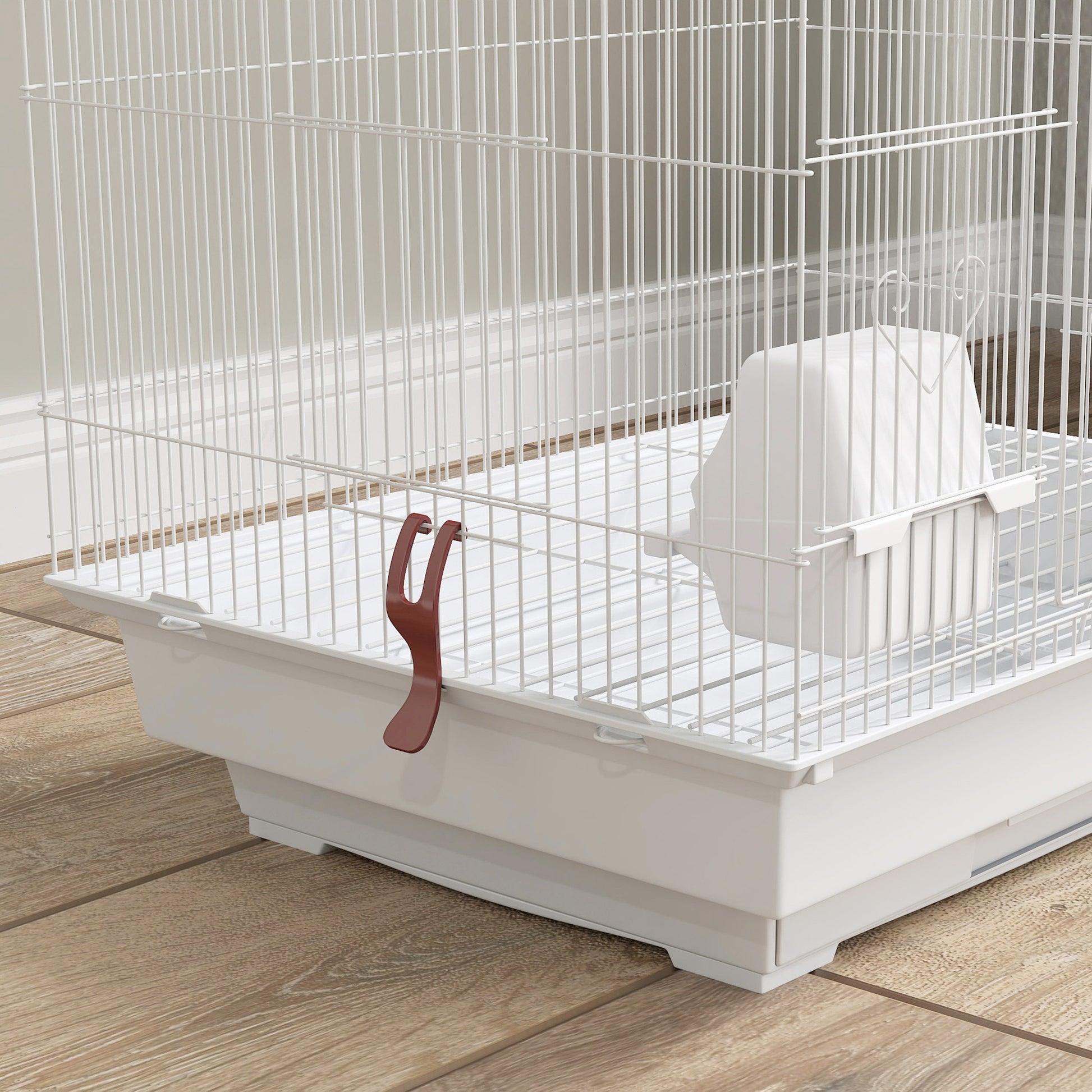 Pawhut Jaula Para Pájaros Con Puertas 4 Comederos Columpio 46x36x100 Cm Blanco_4