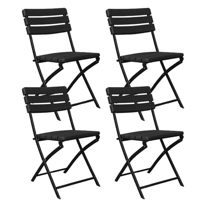 Pack 4 Sillas Plegables Efecto Madera Negro 55x46x81cm 7house_0