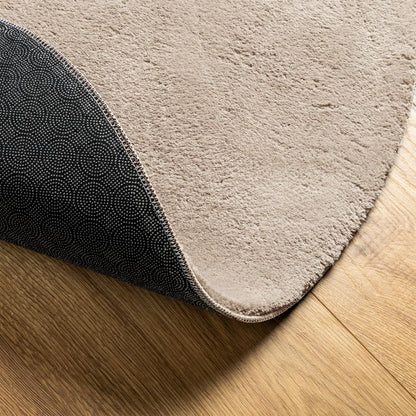 Alfombra De Pelo Corto Suave Lavable Huarte Arena Ø 120 Cm / Vetonek_1