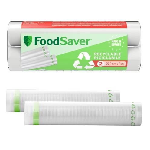 2 rolos de selador a vácuo 100% reciclável 28 cm x 3 m FoodSaver