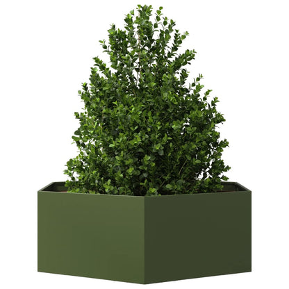 Jardinera Hexagonal De Acero Verde Oliva 138x120x45 Cm_2