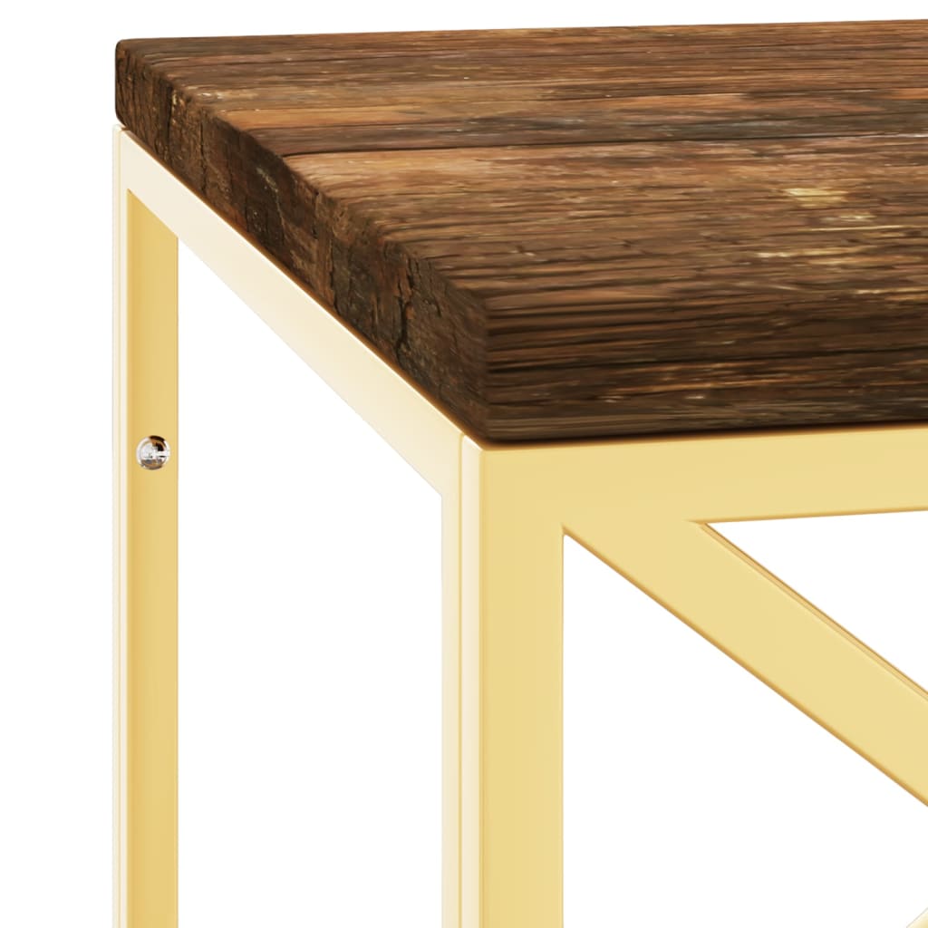 Mesa De Centro Acero Inoxidable Y Madera Maciza Reciclada_3