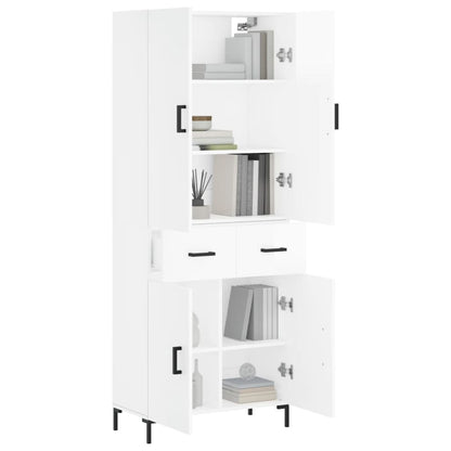 Aparador Alto Madera Contrachapada Blanco Brillo 69,5x34x180 Cm_2