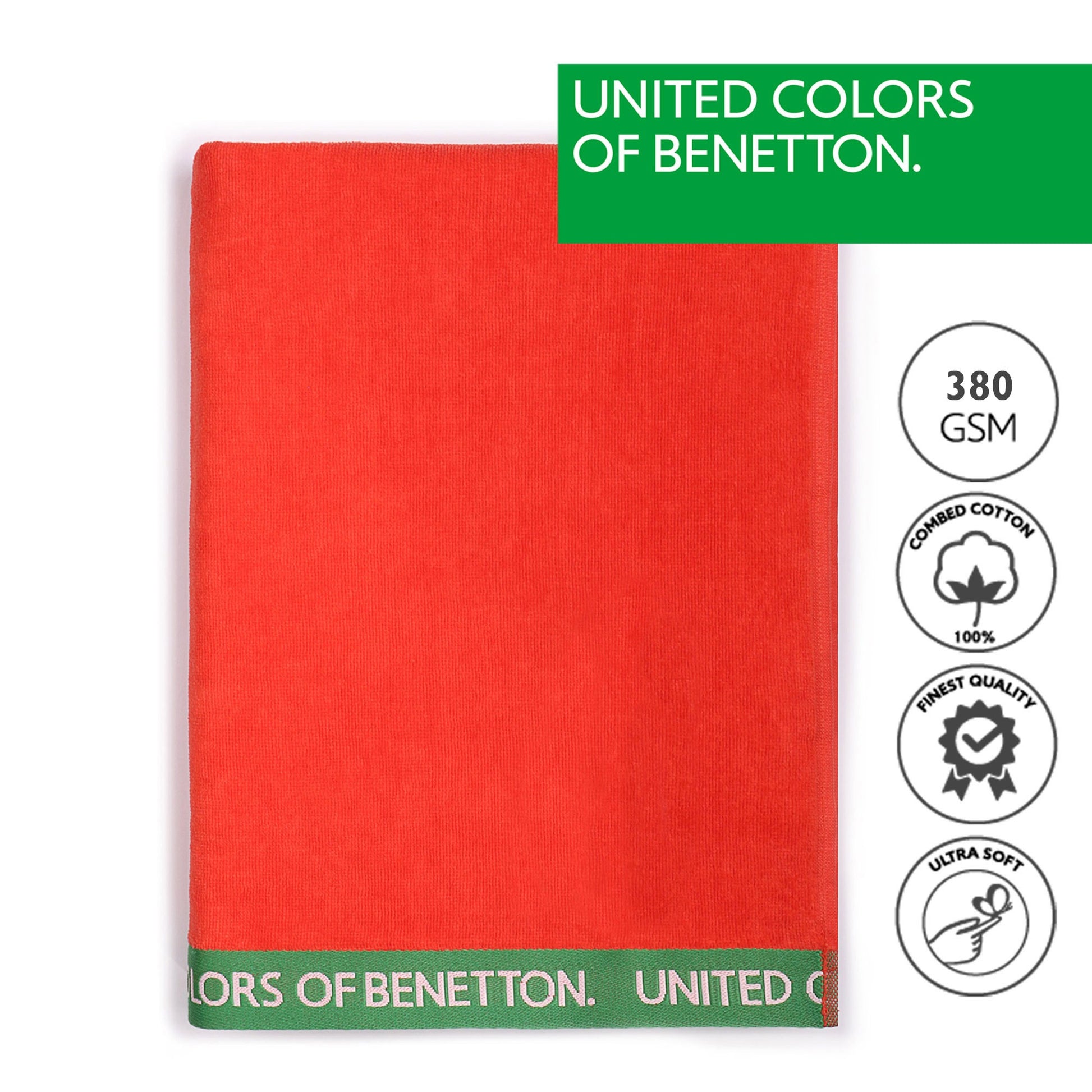 Set 2 Toalla De Playa 90x160cm 380gsm Velour 100%algodon Rojo Casa Benetton