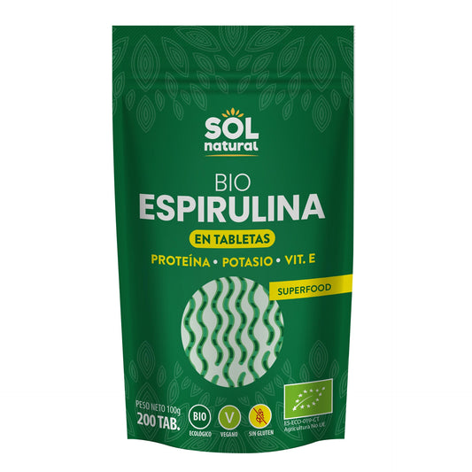 Comprimidos de Spirulina Biológica Sol Natural 200 unidades