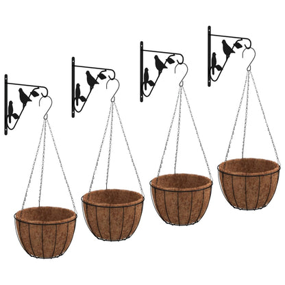 Soportes Para Cestas Colgantes Con Maceteros 4 Uds Acero Negro_0