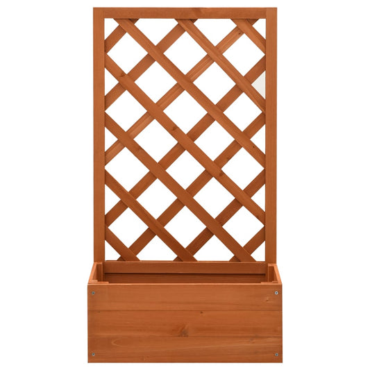 Jardinera Enrejada De Jardín Madera Abeto Naranja 50x25x90 Cm_0