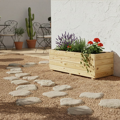 Jardinera Rectangular De Madera Tratada Para Exterior Ghio Hortalia 120x45x40 Cm_1