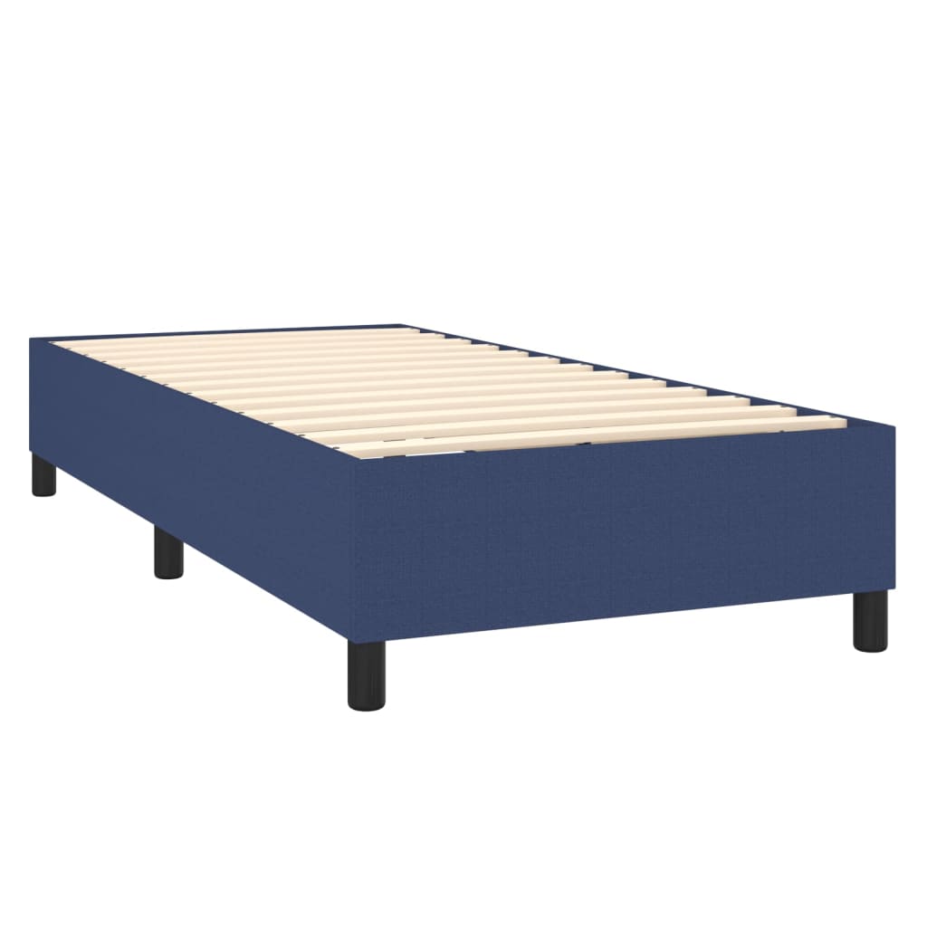 Cama Box Spring Colchón Y Luces Led Tela Azul 100x200 Cm / Vetonek_4