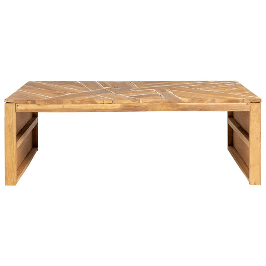 Mesa De Centro Madera Maciza De Teca Erosionada 110x35x38 Cm_0
