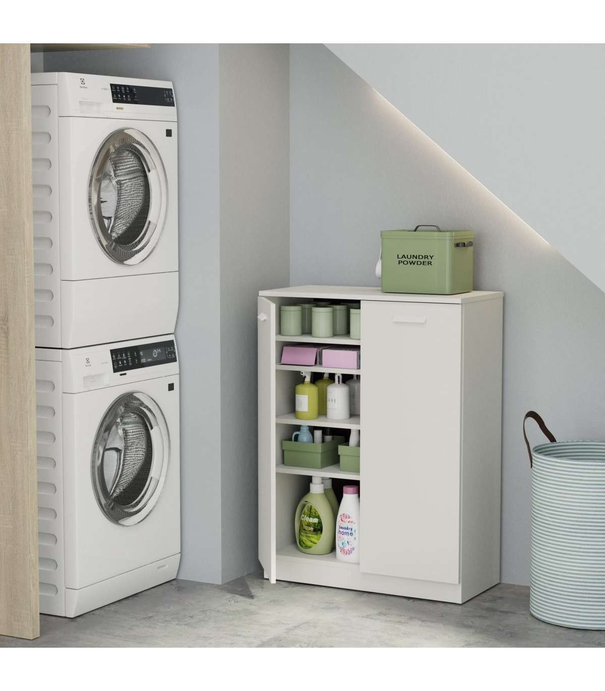 Armario Bajo Multiusos Tibet 2 Puertas Abatibles Acabado Blanco Mate, 101 Cm(alto)74 Cm(an_5