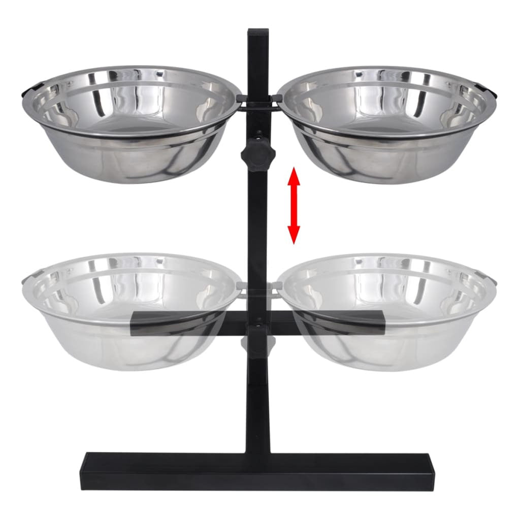 Vidaxl Soporte De Alimentación Ajustable Mascota 2x2.6l Tazón Inoxidable_1