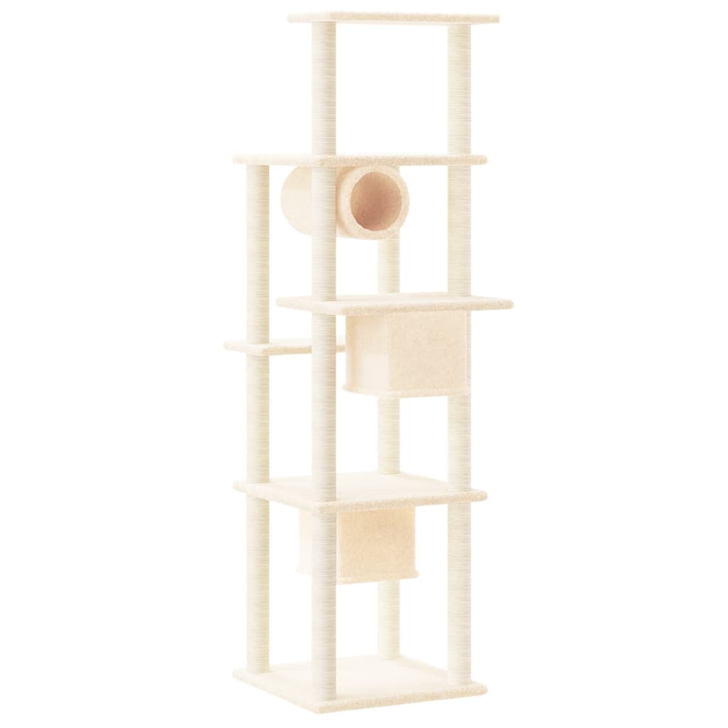 Rascador Para Gatos Con Postes De Sisal Crema 169 Cm_4