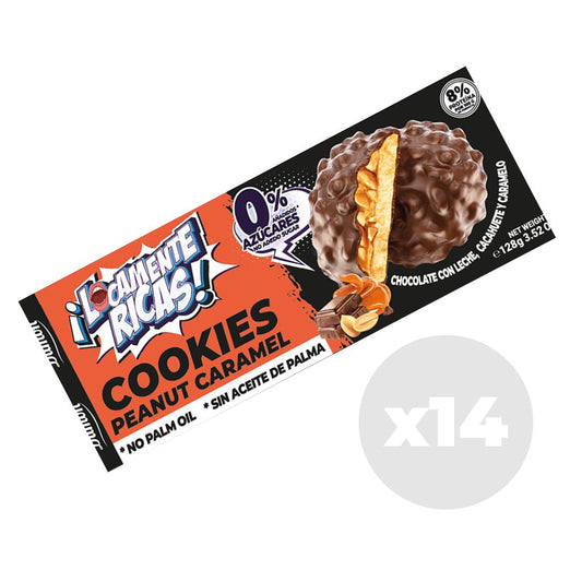 Galletas De Chocolate Con Leche, Cacahuete Y Caramelo, 128g - Dumón, Sin Azúcares Añadidos- Pack De 14 Unidades_0
