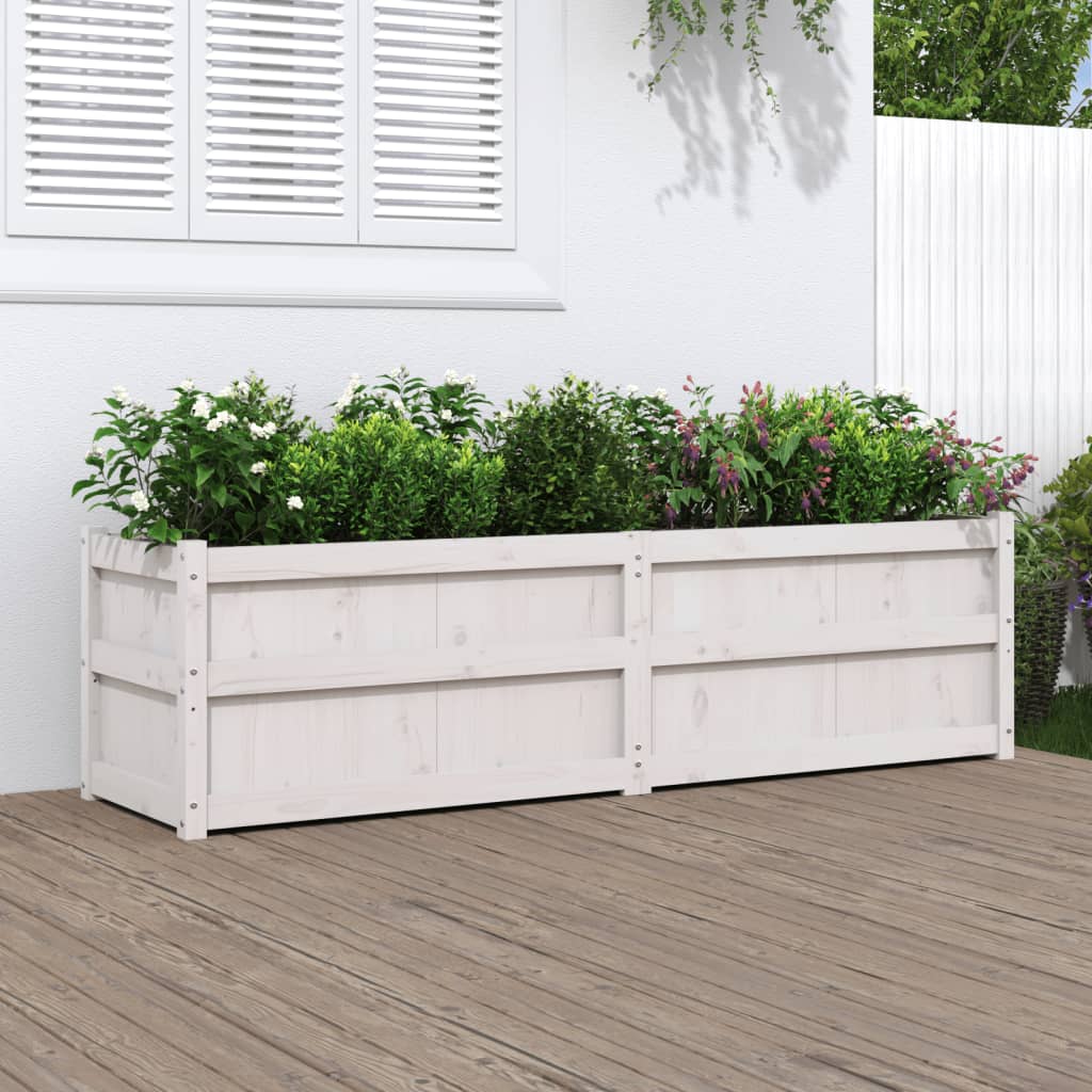 Jardinera De Madera Maciza De Pino Blanca 180x50x50 Cm_1