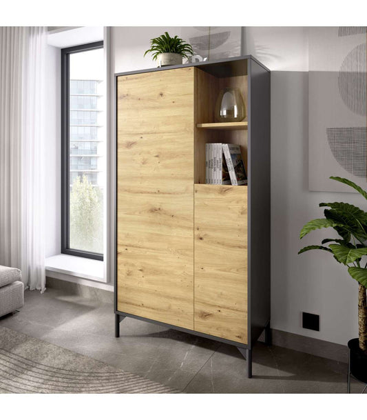Modulo Alto Tres Puertas Para Salon O Cocina Duna En Nordic-grafito 143,6 Cm(alto)72,2 Cm(ancho)33,5 Cm(largo)_0