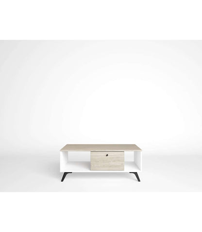 Mesa De Centro 1 Cajón Modelo Samira Acabado Sahara/blanco, 100cm(ancho) 60cm(fondo) 38.8_0