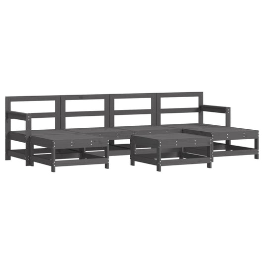 Vidaxl Juego De Muebles De Jardín 7 Piezas Madera Maciza De Pino Gris_0
