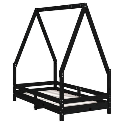 Vidaxl Estructura De Cama Para Niños Madera De Pino Negro 70x140 Cm_5