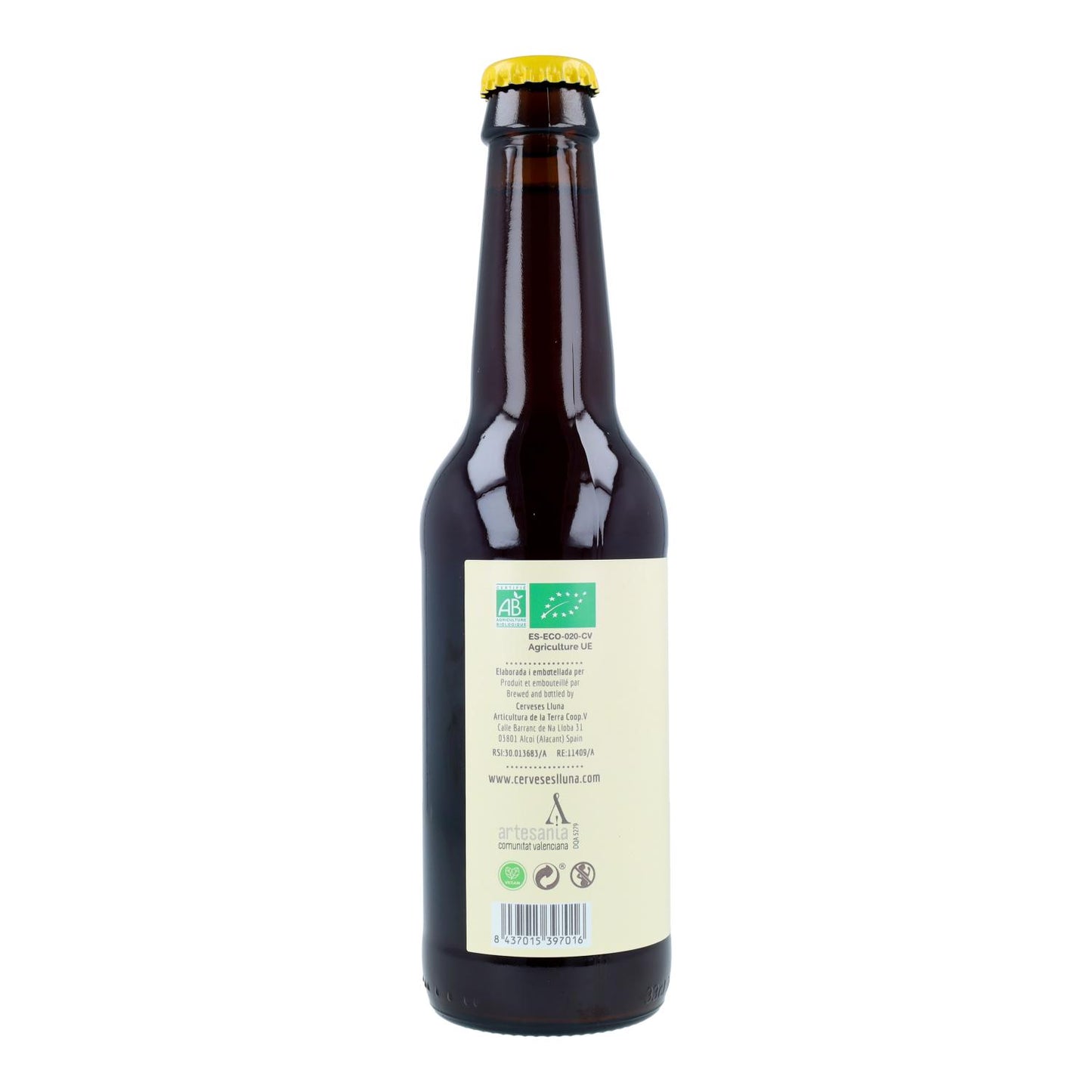 Cerveja biológica Brown Ale 5,2% alc Bruna Cerveses Lluna 33 cl