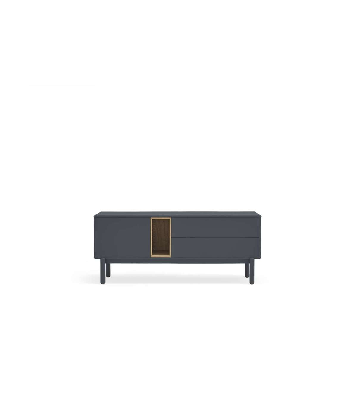 Mueble Para Televisión Modelo Corvo 1 Puerta 2 Cajones Acabado Gris Antracita, 140cm(anch_0