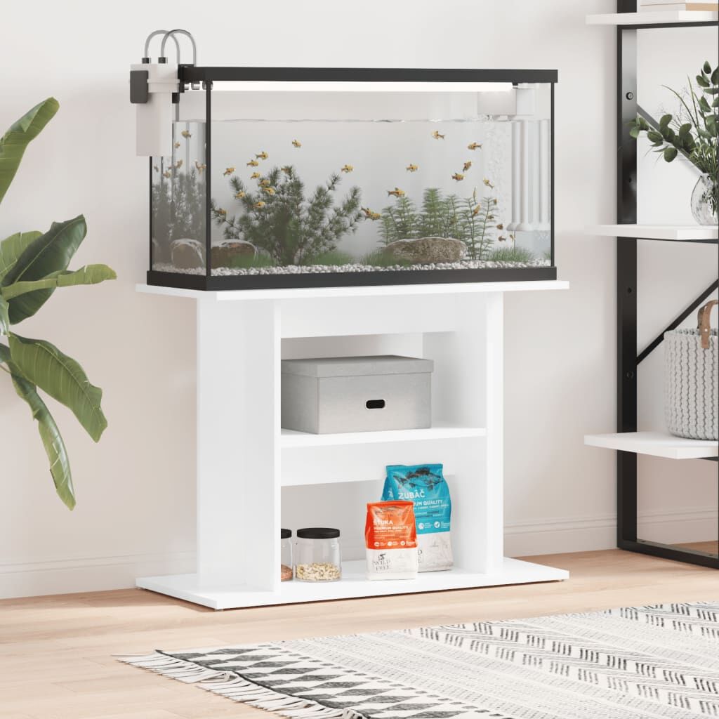Vidaxl Soporte Para Acuario Madera De Ingeniería Blanco 80x35x60 Cm_1