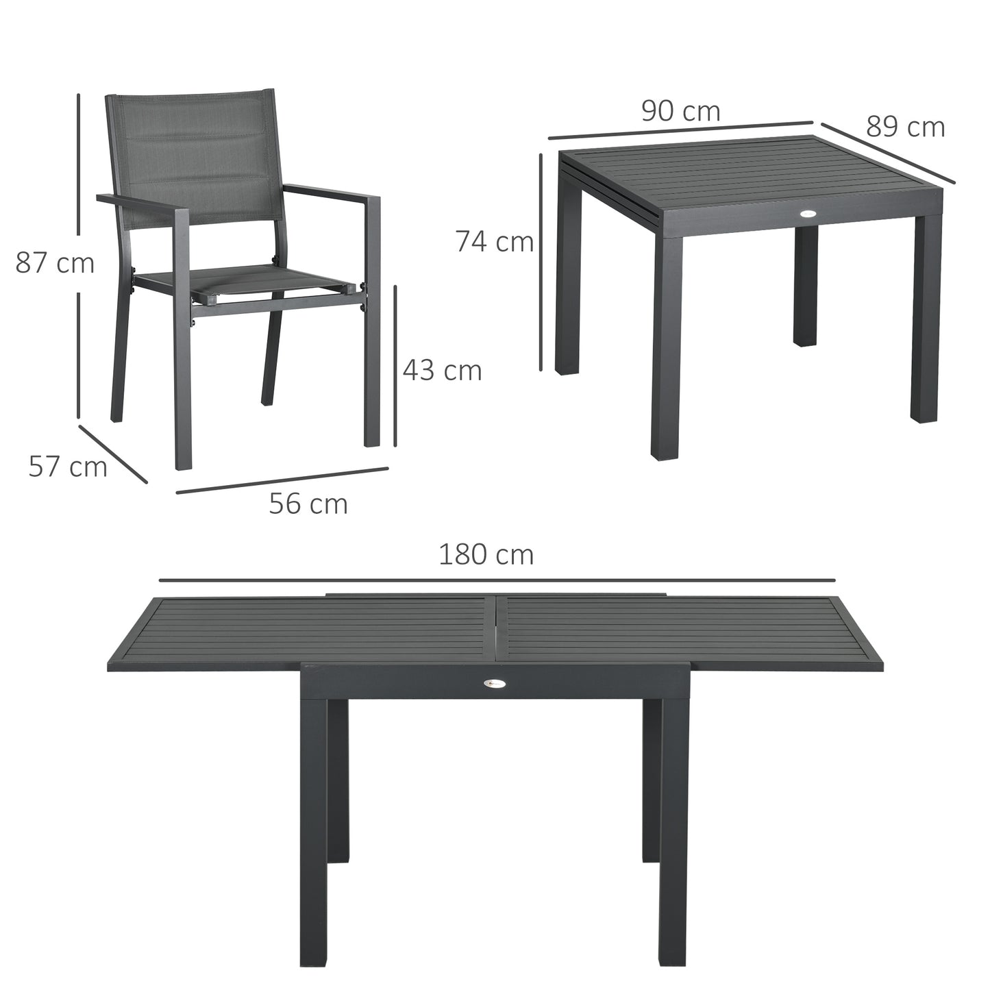 Outsunny Conjunto Muebles De Jardín Con Mesa Extensible Y 6 Sillas Apilables_2