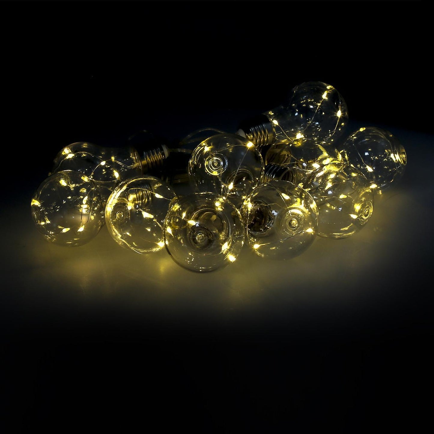 Guirnalda Solar 10 Bombillas / 50 Micro Leds Luz Calida. Bateria Recargable Uso En Exteriores / Interiores Ip44