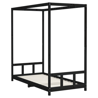 Estructura De Cama Para Niños Madera De Pino Negro 90x190 Cm / Vetonek_3